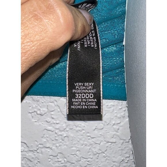 VICTORIA Secret Lace Turquoise Very Sexy Push-Up Bra 32DDD Strapped Back B - Picture 7 of 7